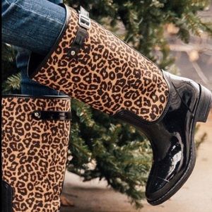 Leopard print rain boots